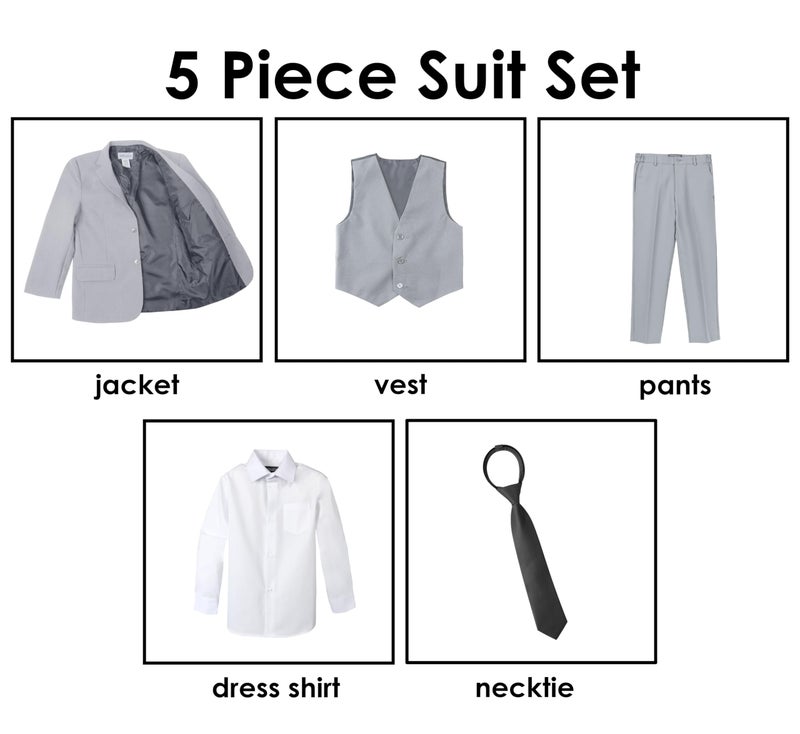 Spring Notion Big Boys' Modern Fit Grey Suit Set 12 - Image 4